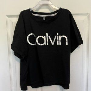 CALVIN KLEIN Performance Cropped Tee Shirt Black   Size Small Petite